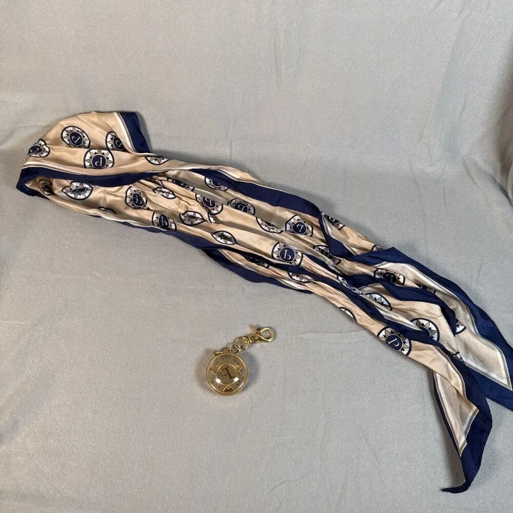 Parazul Logo Charm Gold Key Ring Holder Fob & Parazul Silk Scarf